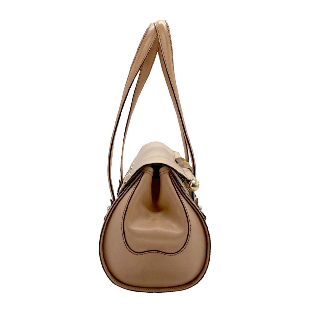Gucci Handbag Flower Beige Gold Bamboo Flora Canvas Multicolor Leather